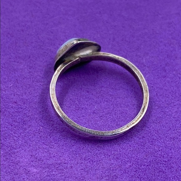 💛 Vintage Handmade Sterling Silver Larimar Heart Ring - Picture 4 of 6